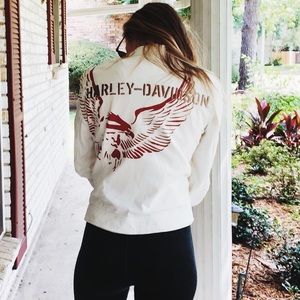 White Harley Davidson Jacket Eagle Back